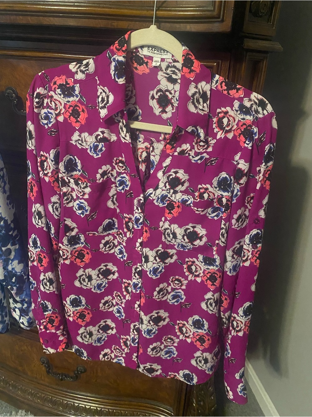 Express floral print portofino blouse